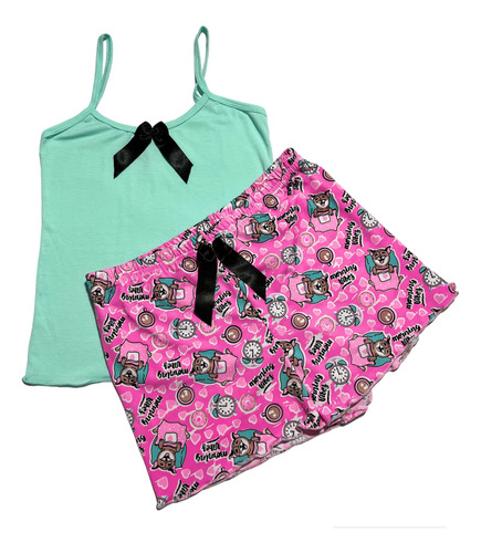 Pijama Morning Mujer  Short  Y Esqueleto