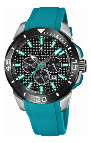 Reloj Para Hombre Festina Chrono Bike F20642/3 Color de la correa Turquesa Color del bisel Negro Color del fondo Negro