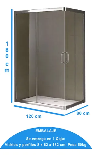 Box De Ducha Rectangular Cromo Transl. Sin Base - Munich