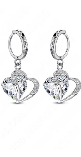  Romanticos Pendientes, Plata Ley 925 Con Cristal Blancos