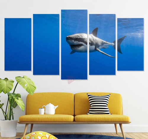 Políptico Tiburones Mar Ctb18 Canvas Grueso 150x80
