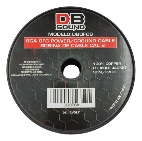 Rollo De Cable Calibre 8 Db Sound 100% Cobre 30 Mts. Dbofc8