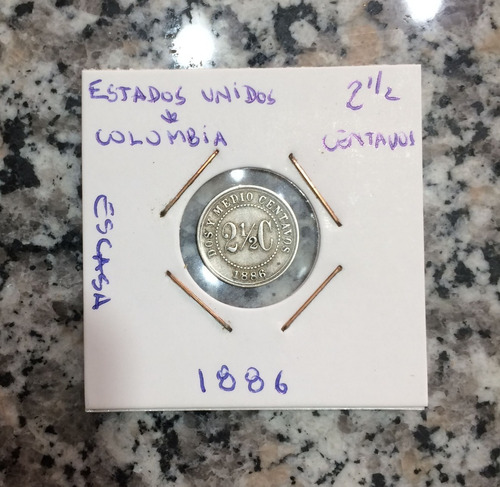 Moneda Colombia Año 1886  2 1/2 Centavos Escasa 