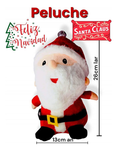 Peluche De Santa Claus 26 Cm Para Navidad