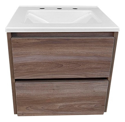 Vanitory Flotante Mdf 2 Cajones + Bacha Marmolina 50cm