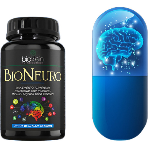 Kit 3 Bioneuro 180 Caps Arginina Lisina Inositol Vitaminas Sabor Sem Sabor