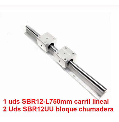1 Guia Lineal 12mm,sbr12, 800mm, Con 2 Chumaceras, Cnc