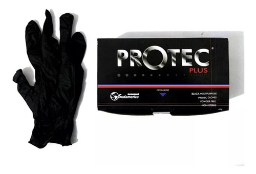 Guantes De Nitrilo, Marca Protec Plus, Color Negro