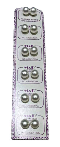 Aros Acero Perla Con Pasante Tira X 6 Pares