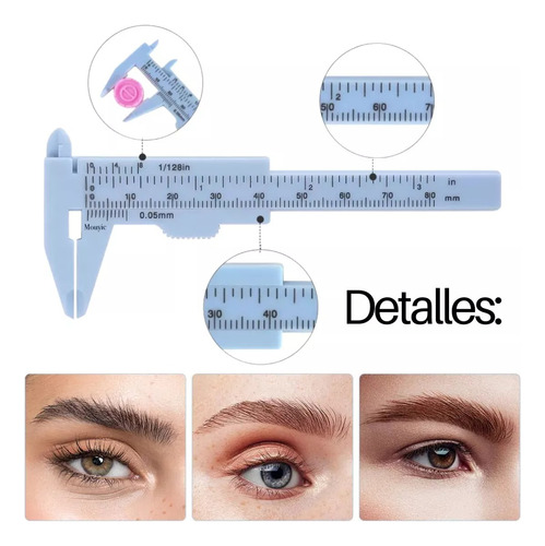 Kit Regla Vernier Hilo Entintado Cejas Plantillas Cepillo