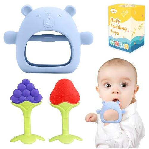 Baby Teething Toys, 3 Pcs Teethers Set For 0-6, 3-6 Mon...