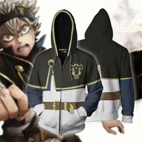 Anime Trébol Negro Zip Up Chamarra Asta Sudadera Cosplay