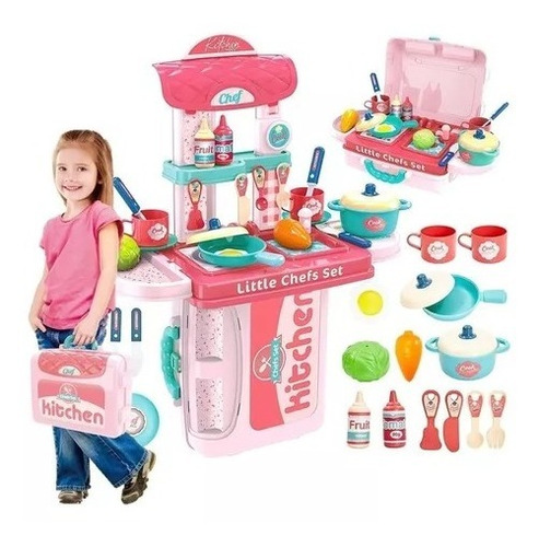 Set Cocina Juguete Maleta Niña Portatil Accesorios