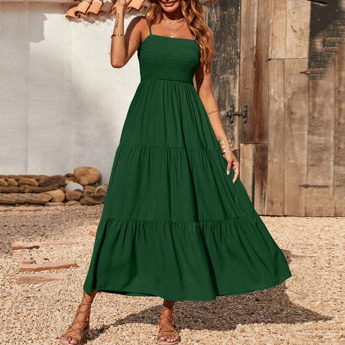 Blusa Larga Con Tirantes Finos For Mujer, Moderna Y Bohemia.