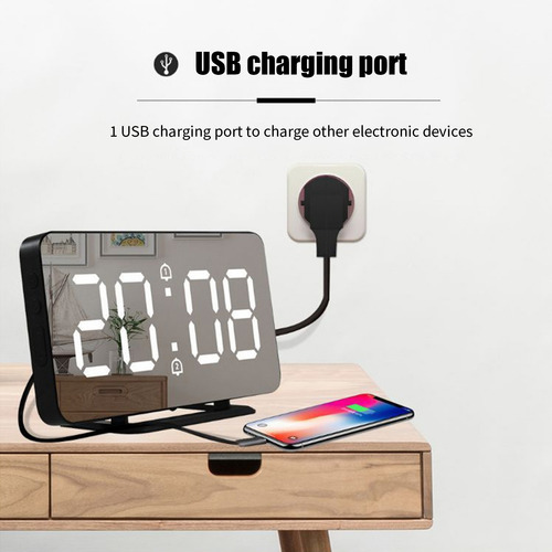 Oferta Limitada Lazy Alarm Clock Led Con Espejo De Temperatu