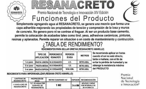 Imagen 7 de 10 de Resanacreto 1 Kg , Impermeabiliza Y Sella Grietas Fácil!!!