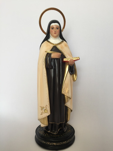 Imagem Santa Tereza D'ávila 35cm Calcário Resinado Florença Cor Creme-marrom