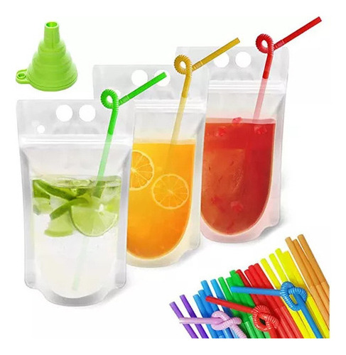 100 sacos transparentes para beber, sacos de suco para cores, 100 unidades