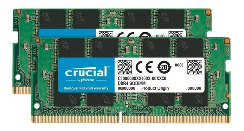 Memoria RAM gamer color verde 32GB 2 Crucial CT2K16G4SFRA32A