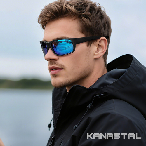 Lentes De Sol Deportivos Hombre Mujer Uv Polarizado Ciclismo Color Negro Mate/azul