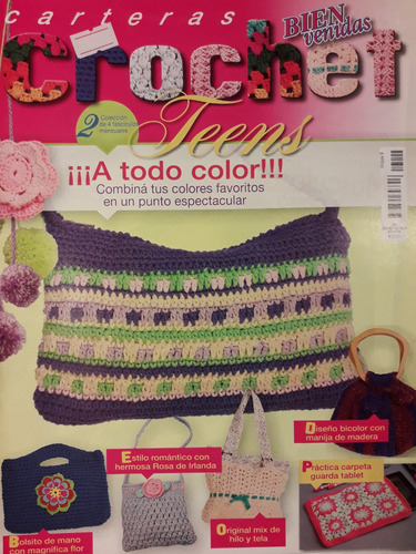 Revista De Tejidos Bienvenidas Crochet Bolsos Teens Liquido