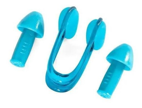 Protetor Ouvido Nariz Natação Tampão Auricular Clip Nasal Cor Azul