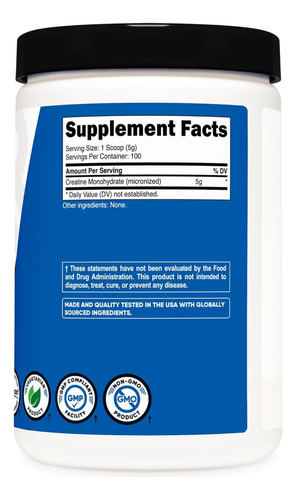 Nutricost Creatina Monohidratada 100 Servicios 500 Gr