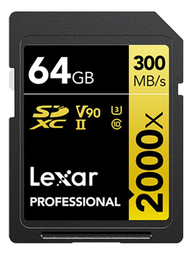 Tarjeta Sd Lexar 2000 X 64 Gb Sdxc U3 8k V90 Con Velocidad D