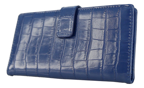 Billetera Tarjetero Ionify Ur Canberra Sobre De Mujer Grande Color Azul Diseño De La Tela Cocodrilo