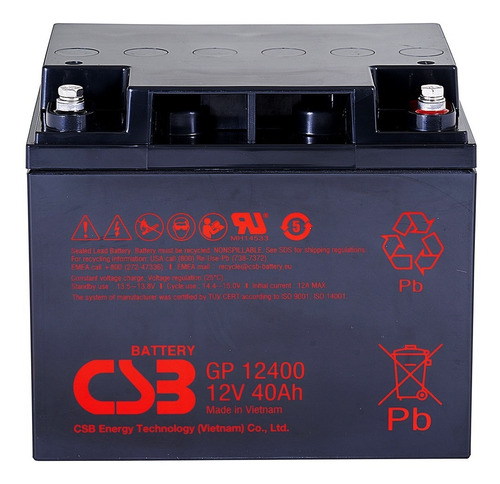 Bateria Selada 12v 40ah Gp12400  Nobreak Alarme Solar  Csb 