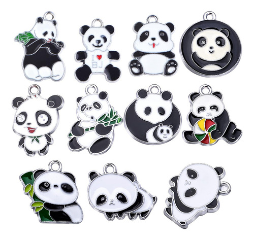 20 Piezas 10 Estilos Esmalte Panda Encantos Aleación Encanta