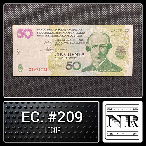 Argentina - 50 Lecop - Año 2001 - E C. #209 - Bono