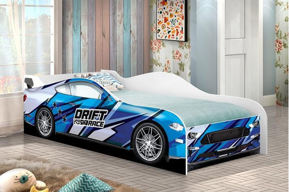 Cama Carro drift infantil azul JA Móveis