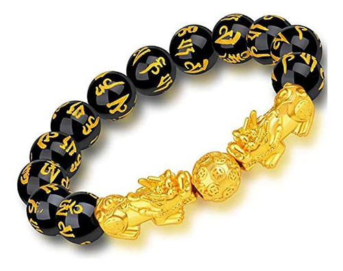 Auspicluck Feng Shui Bracelet, Black Mantra Bead Bracelets F