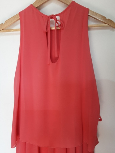 Imagen 5 de 10 de Vestido Italiano Sin Mangas Coral Con Forro Interno, Talla M