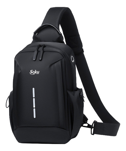 Soku Mochila De Pecho Audifonos Impermeable Estilo Calidad Color Negro Diseño de la tela Liso