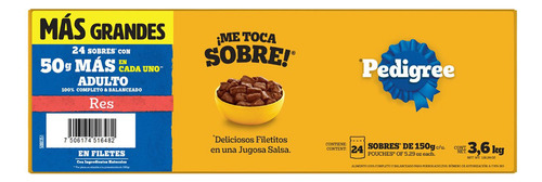 Alimento Húmedo Perro Pedigree Sabor Res En Filetes 24 Sobre