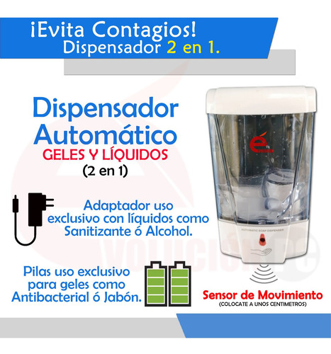 Imagen 2 de 9 de Dispensador De Jabón / Gel Automático Evita Contacto V8