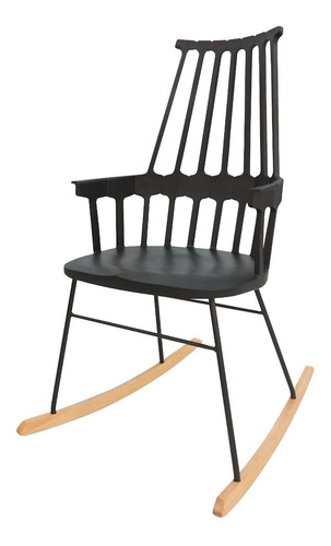 Silla Mecedora Escandinava Cecile - Desillas Estructura Negro Asiento Negro