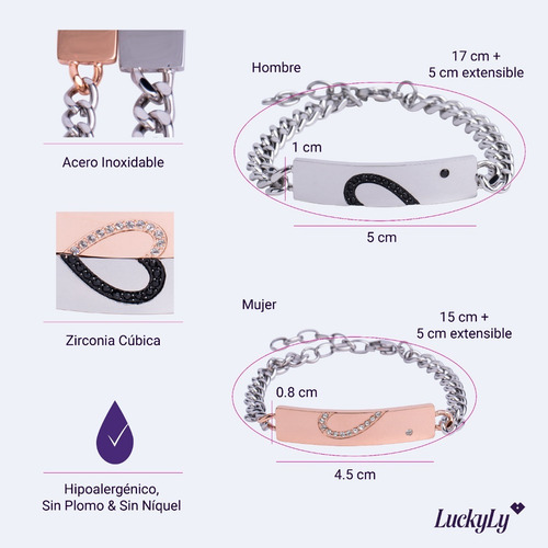 Pulseras Parejas Novios Tipo Esclava Navidad Luckyly Diámetro 10 cm