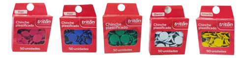 Chinche Tritón Metálico Colores 50 Unidades X 3 Cajas