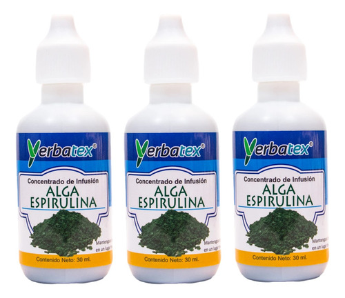 3 Té De Alga Espirulina En Gotas 30ml