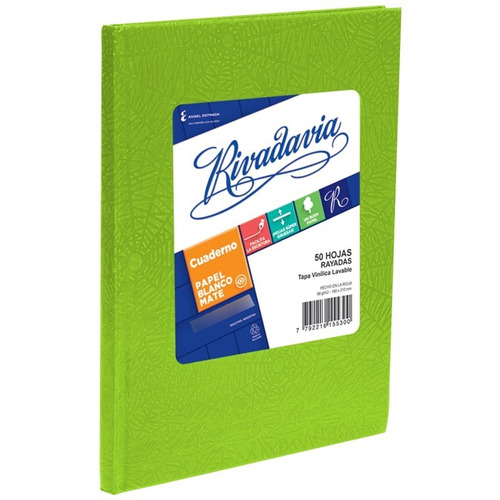 Cuaderno Rivadavia Tapa Dura X 50 Hojas Rayado Verde Manzana