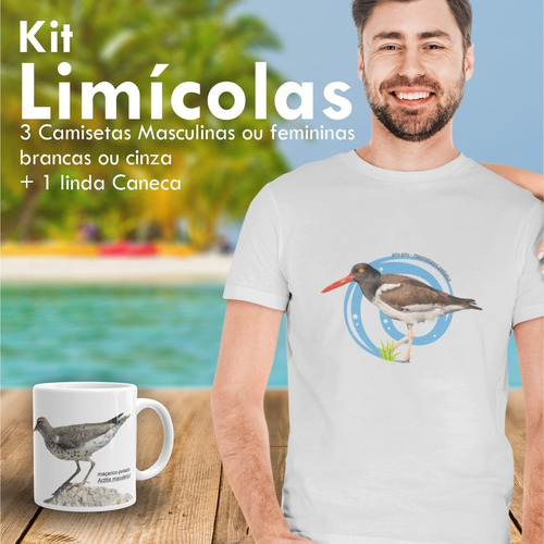Imagem 1 de 3 de Kit Limícola (3 Camisetas + 1 Caneca)