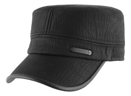 Boina Gorro Mujer Visera Sombrero Estilo Gatsby Capitán Negro Eco Cuero 20 Cm