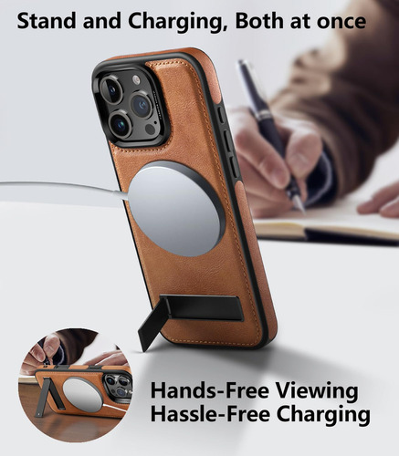 Capa De Couro Magnética Resistente Wtcase Para iPhone 16 Pro
