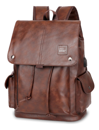 Mochila Elegante De Cuero Pu For Hombre For La Escuela Y Via