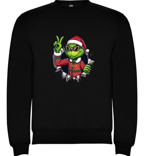 Poleron Cuello Polo Estampado Con Diseño Grinch Camisa Rota  Navidad