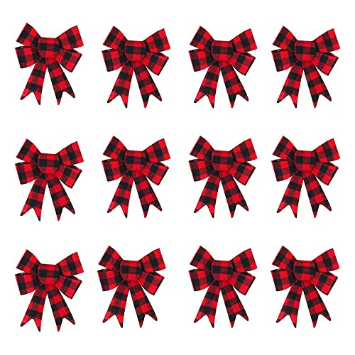 Buffalo Plaid Christmas Bows 5 X 7 - Pack Of 12 R...