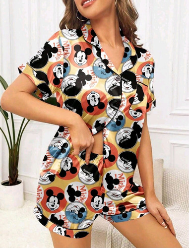 Pijama Mickey Multicolor - Satén Importado